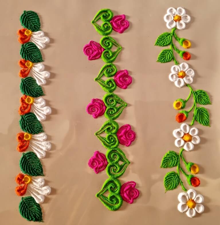 Creative Rangoli Designs For Diwali flower leaf